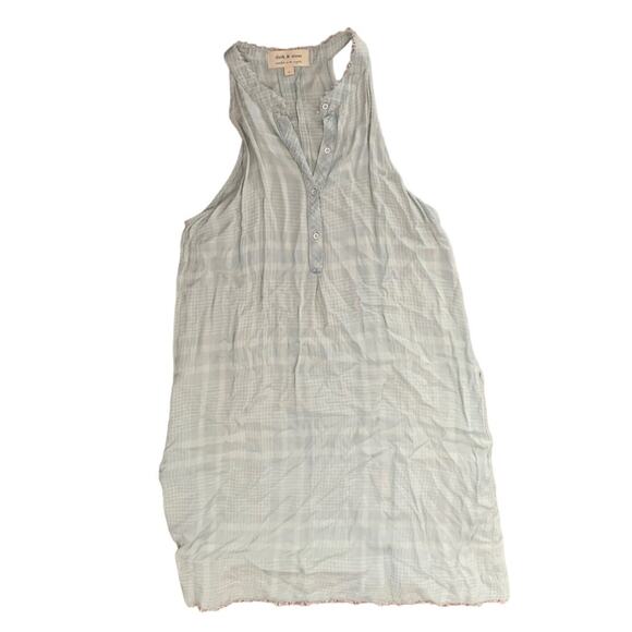 Cloth & stone womens large blue plaid dress shift sleeveless white - Picture 1 of 9